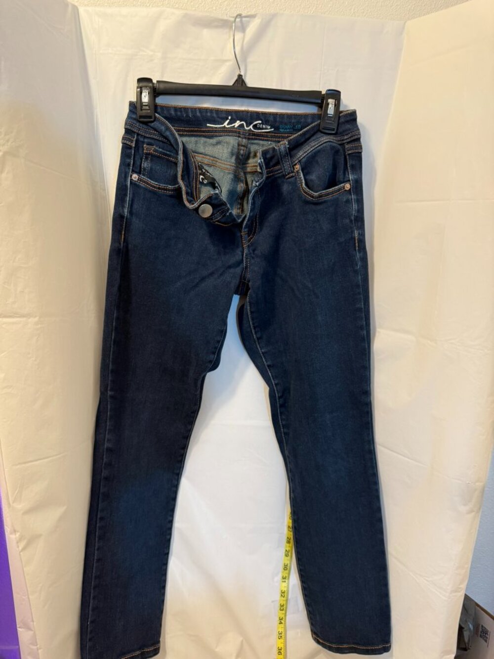 INC Denim Skinny Leg Jeans Size 8P Petite Dark Wash Stretch Regular Fit INC